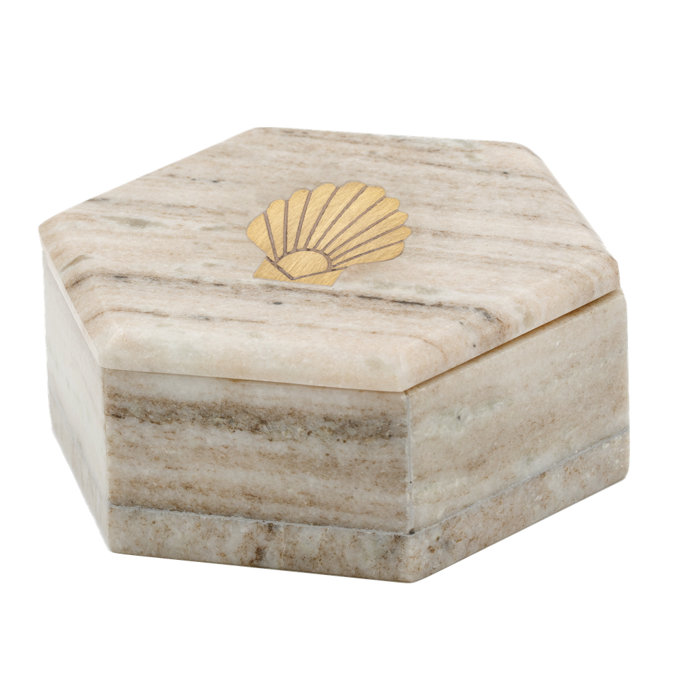 Marble box with brass shell